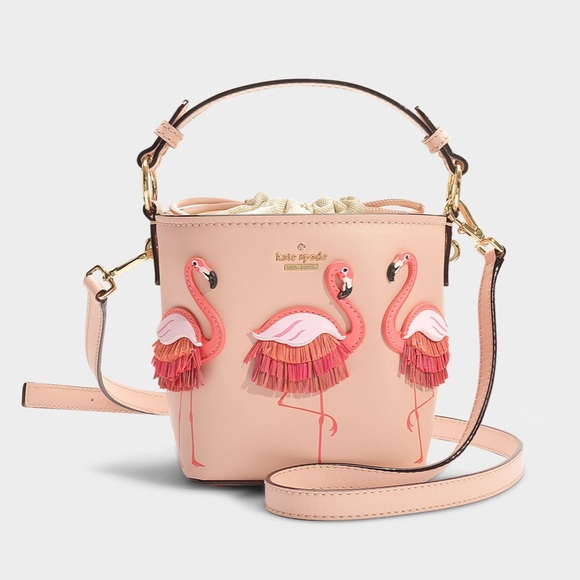 Kate Spade By The Pool Flamingo Pippa Bucket Bag - Picture 8 of 12
